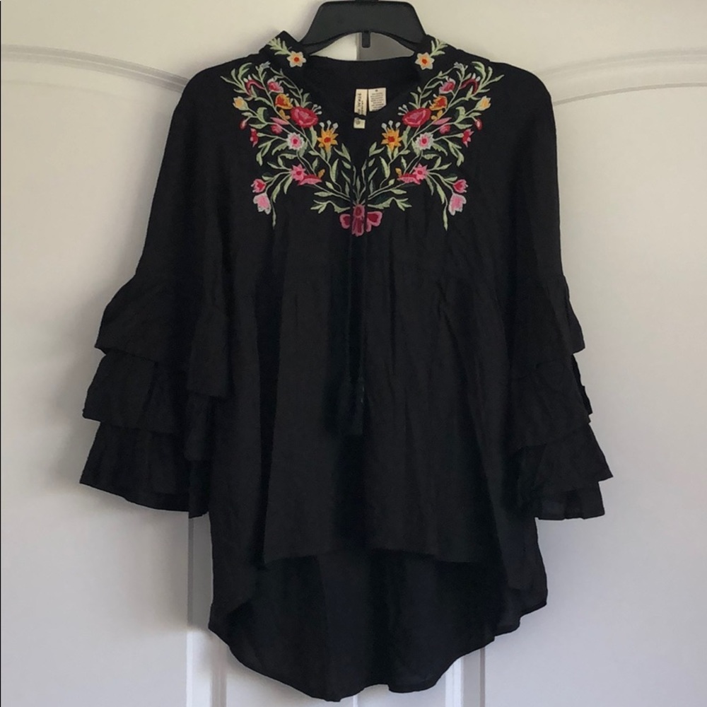🤩Studio West Challis Ruffled Long Sleeve Blouse🤩